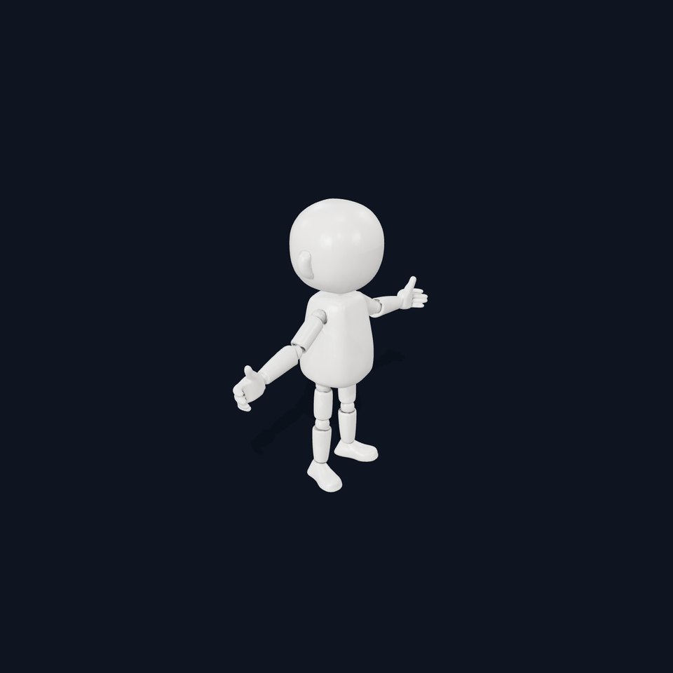 Minimalist Jointed Character Model  Rigged and Animated